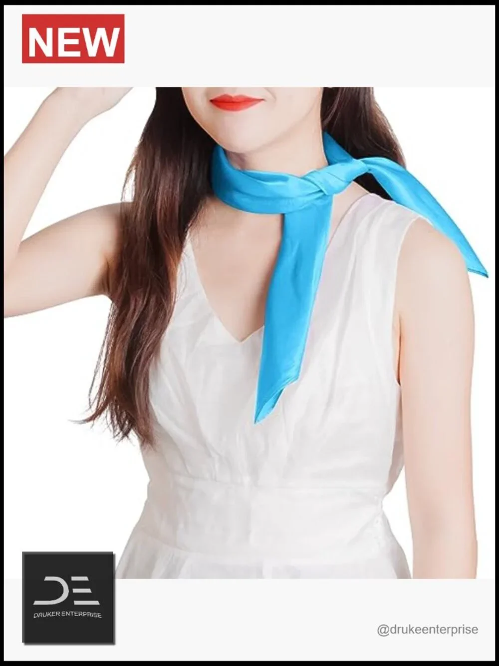 Retro Chiffon Square Ribbon Neck Scarf Satin Handkerchief